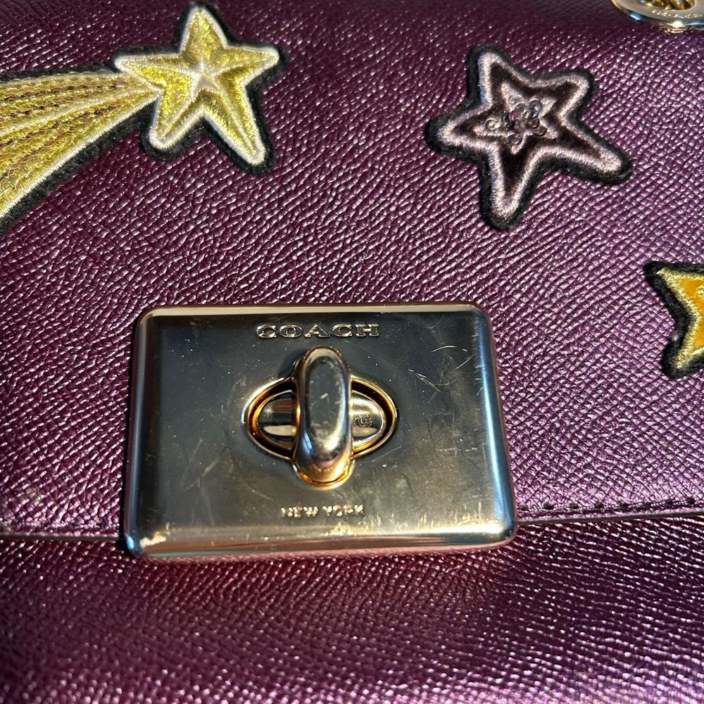 Coach Cassidy Purple Metallic Star Embellished Crossbody Bag F38341 - Picture 5 of 16
